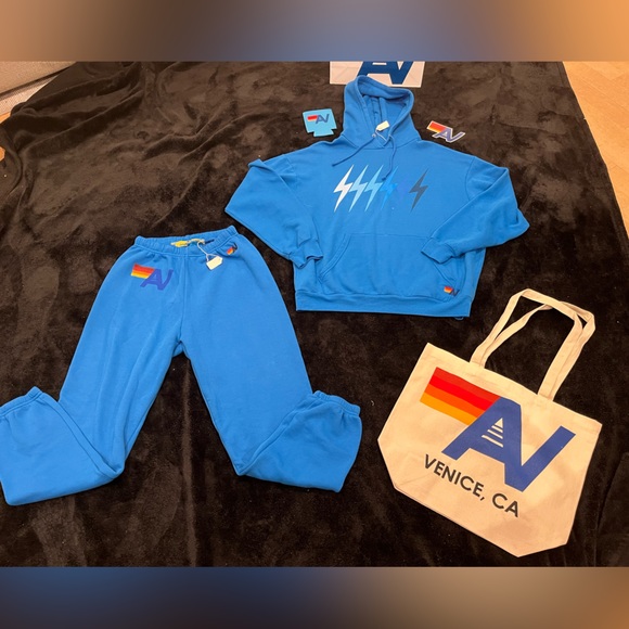 Aviator Nation Tops - - NWT Set of Aviator Nation Bolt Gradient Relaxed Hoodie and Sweatpants Med